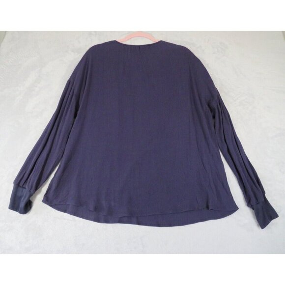 JUICY COUTURE Purple Long Sleeve Tie Neck Gauze Peasant Top Women's Sz Large NWT - Picture 3 of 9